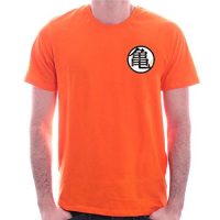 Camiseta de hombre de Dragon Ball Kaio Kame Symbol Distressed algodón naranja - XXL