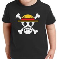 Logo Pirata Camiseta para Niños T-Shirt Ruffy Zoro One Nami Lysop Piece Portgas D., Farbe2:Negro;Kinder T-Shirt Größe:134/146