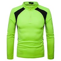 YanHoo Camisetas térmicas para Hombre Camisa de Manga Larga con Cremallera para Hombre Camisa de Manga Larga de la Raya de la Cremallera del Empalme de la Moda de los Hombres Blusa Superior