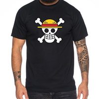 Ruffy Logo Camiseta de Hombre Luffy Zoro One Nami Lysop Piece, Farbe2:Negro;Größe2:XXL
