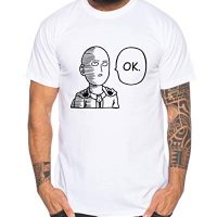 Saitama Ok Camiseta de Hombre Saitama Punch One Anime Manga, Größe2:X-Large, Farbe2:Blanco