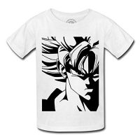 Camiseta para Niños Dragon Ball Super Son Goku Blanco y Negro Super Saiyan Anime Manga Japón
