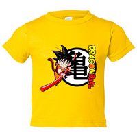 Camiseta niño Dragon Ball Son Goku bastón y logo