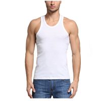DOTBUY Camisetas de Tirantes, Hombres Sin Mangas Casual Deportivo Muscular Verano Camisetas Sin Mangas (L, Blanco)