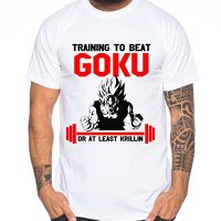 Train to Beat Goku Camiseta de Hombre One Goku Dragon Master Son Ball Vegeta Turtle Roshi Piece Golds Db, Farbe2:Weiß;Größe2:S