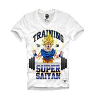 E1SYNDICATE V-NECK T-SHIRT TRAINING GO SUPER SAIYAN DRAGONBALL GYM SON GOKU