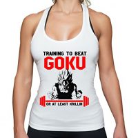 THE LION Train to Beat Goku Golds Son Gym Camiseta sin Mangas para Mujer Dragon Master Son Ball Turtle Roshi Db, Farbe2:Weiß;Größe2:S