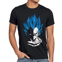 style3 Super Vegeta Blue God Modo Camiseta para Hombre T-Shirt, Talla:S;Color:Nero
