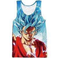 3D Dragon Ball Super Anime Super Saiyan Blue Goku Printed Men's Fashion Dragonball T-Shirt Dragon Ball Z Vest (M-5XL)
